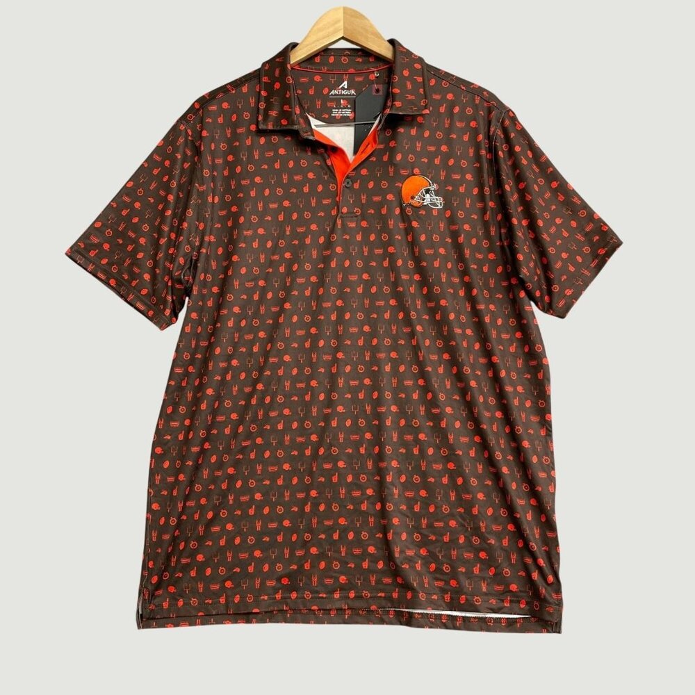 Cleveland Men's L Browns Antigua Signal Polo Shirt  All Over Print  n1066